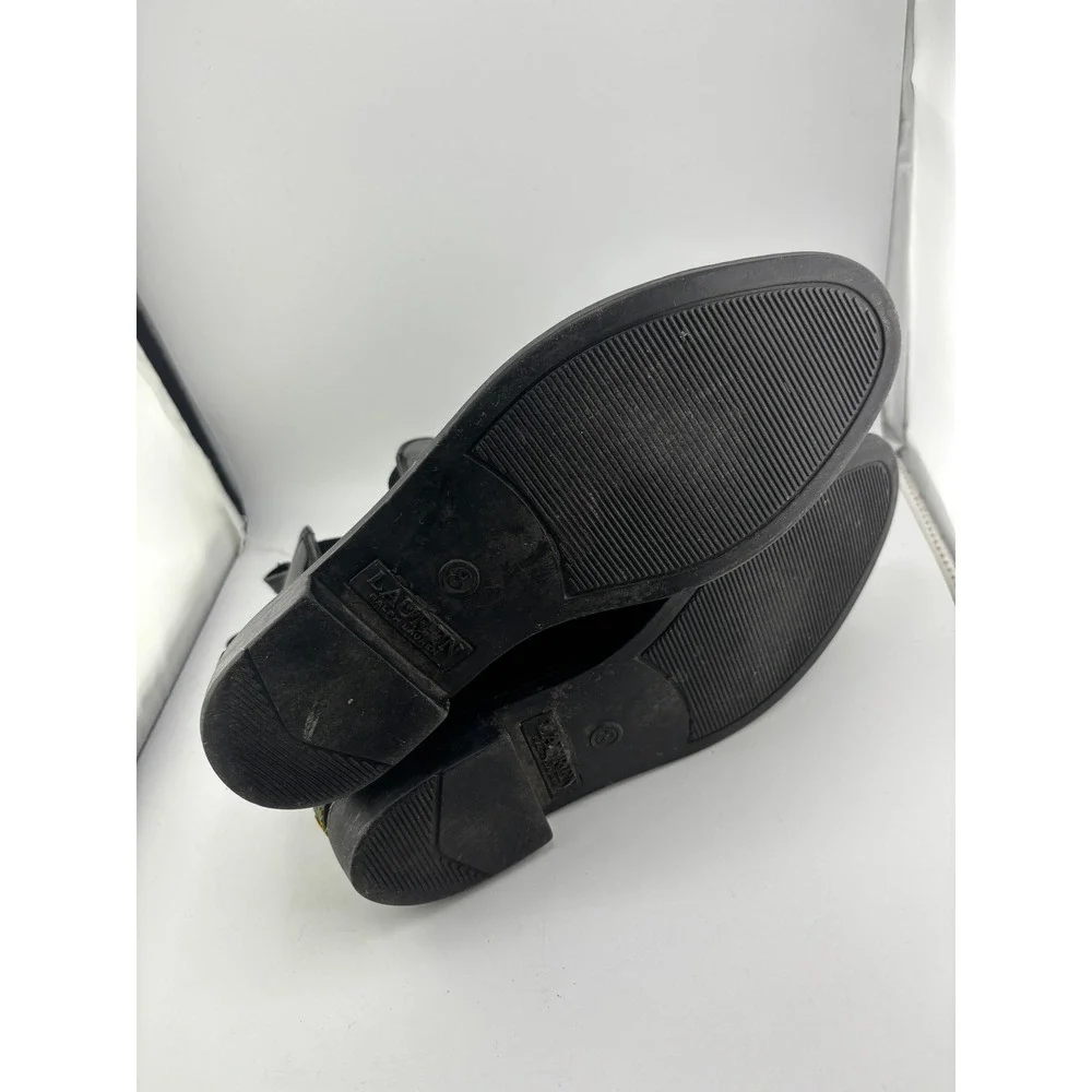 Lauren Ralph Lauren Tally Black Glossy Chelsea Rain Boots Womens 8B Waterproof